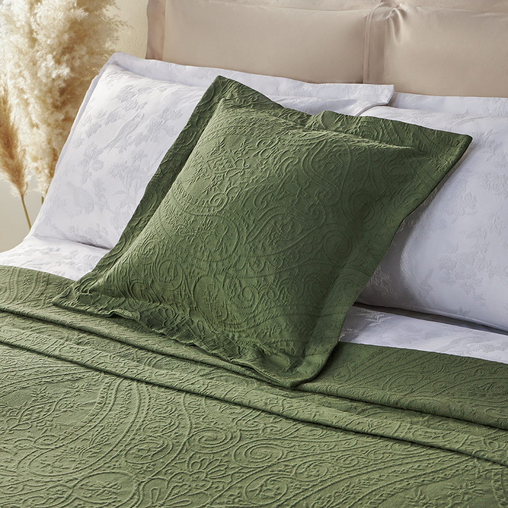 Чехол для подушки с рамкой зеленый 50х50 см